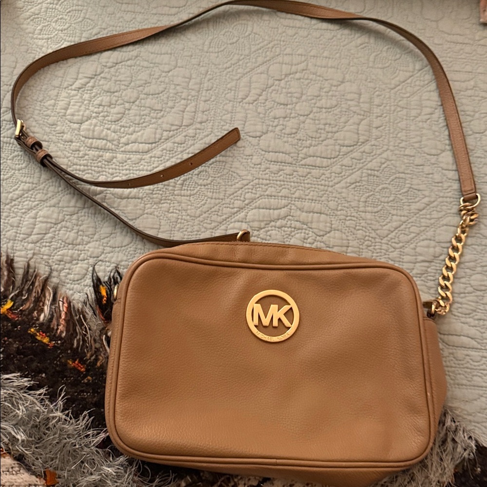 Michael Kors Brown Crossbody Bag with Gold Accents
